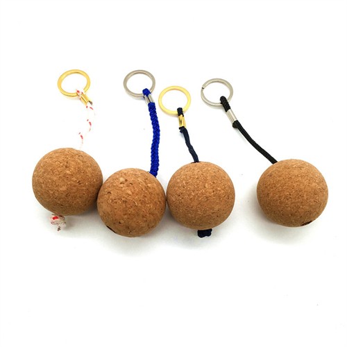 Sustainable Soft Wood Key Chains Ecofriendly Cork Keychain Round Ball Keyrings Customized  logo for Promotion