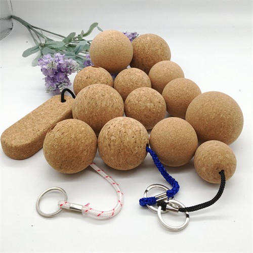 Sustainable Soft Wood Key Chains Ecofriendly Cork Keychain Round Ball Keyrings Customized  logo for Promotion