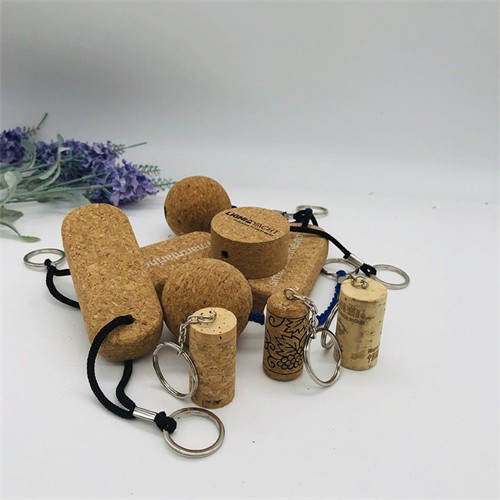 Soft Wood Key Chains Ecofriendly Cork Plug Cork Stopper Keyrings Customized logo for Promotion