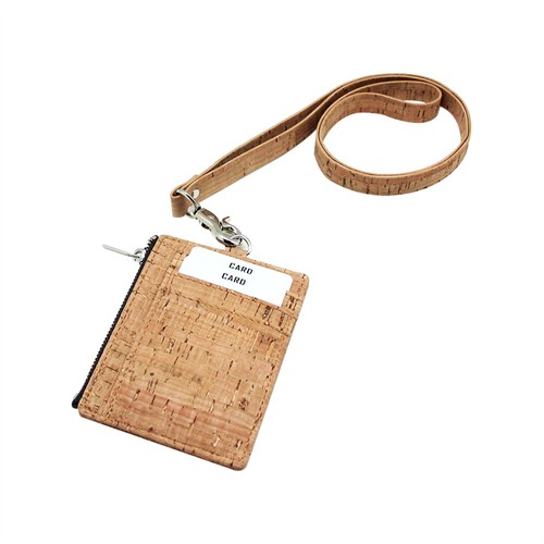 Eco-friendly Cork Lanyard Sustainable Soft Wood Neck Strap  Keychain Strap Card Holder Strap Customized Logo for Promotion 