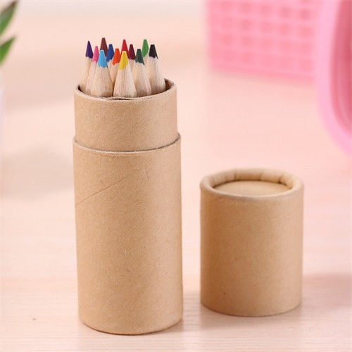 Promotional Wooden Pencils Set Color Pencils Set in Kraft Paper Box Customized logo for Gifts