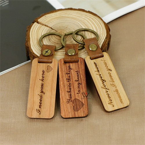 Promotional Key Chains Ecofriendly Wooden Key Chain Bamboo Keyrings Different Shape Customized logo for Gifts