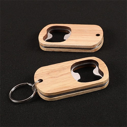 Wood Keyrings Wooden Keychains Wooden Bottle Opener Bamboo Model Customized logo for Promotion