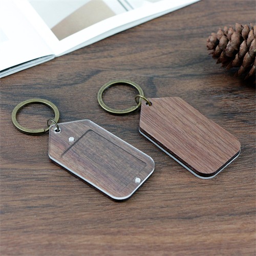 Hot Sale Wooden Photo Chain Wooden Keychains Bamboo Keyrings Acrylic Photo Chain Customized logo for Promotion