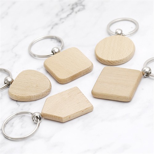 Various Shape Wooden Key Chain Simple Wood Keyrings Bamboo Models Customized logo for Promotion Gifts