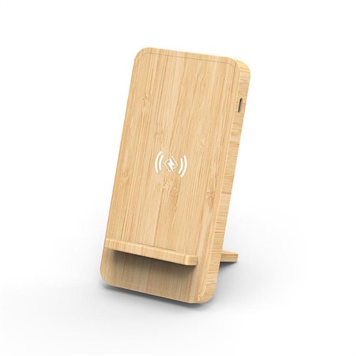 Wireless Charger Wooden Phone Holder Bamboo Wireless Phone Charger Split Model OEM Logo for Promotional Gifts