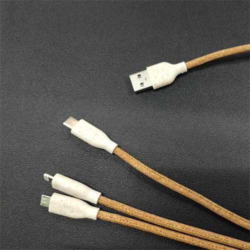 Phone Charger Cable Multi USB Cable Recycled Soft Wood Cable Cork Phone Cable Customized for Promotion