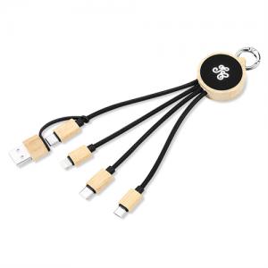 Multi Charging Cable Luminous Charger Cable Ecofriendly Wooden or Bamboo Phone Cable Customized LED logo for Promotional Gifts