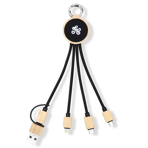 Multi Charging Cable Luminous Charger Cable Ecofriendly Wooden or Bamboo Phone Cable Customized LED logo for Promotional Gifts