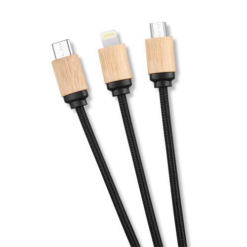 Promotional Phone Charger Cable USB Charging Cable Sustainable Wood or Bamboo Case Customized LED logo for Gifts