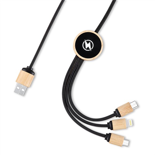 Promotional Phone Charger Cable USB Charging Cable Sustainable Wood or Bamboo Case Customized LED logo for Gifts