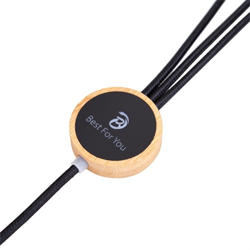 Promotional Phone Charger Cable USB Charging Cable Sustainable Wood or Bamboo Case Customized LED logo for Gifts