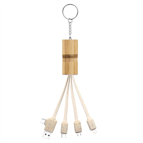 Eco Charging Cable Recycled Charger Cable Multi Connector Dual Input Cable Sustainable Wheat Straw Cable Phone Holder Customized logo for Promotion 