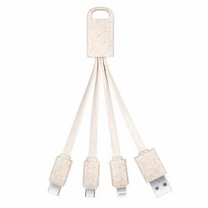 Recycled Charger Cable Multi Connector Phone Charging Cable Sustainable Wheat Straw Cable Customized logo for Promotional Gifts