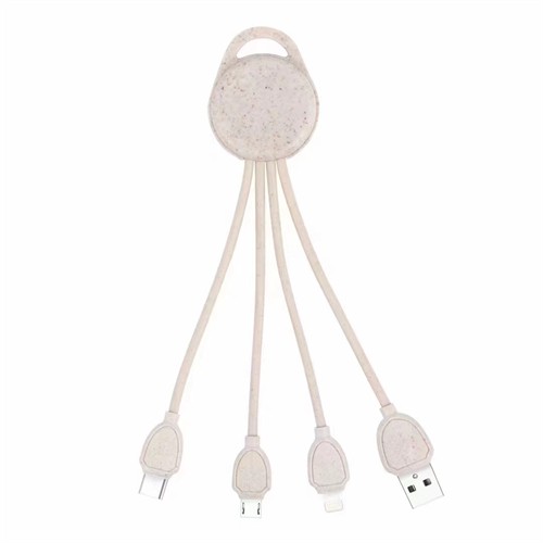 Sustainable Phone Charger Cable Multi USB Charging Cable Recycled Wheat Straw Cable OEM logo for Promotion