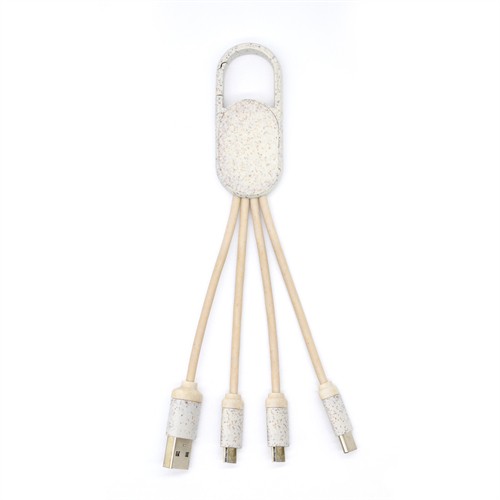 Multifunctional Phone Charger Cable Buckle Charging Cable Recycled Wheat Straw Cable with Carabiner OEM logo for Promotion