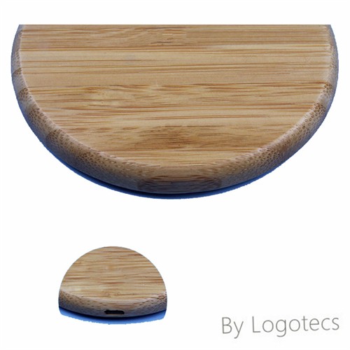 Classic Round Wireless Charger in Bamboo or Wood Integrated case with Custom logo for Promotion