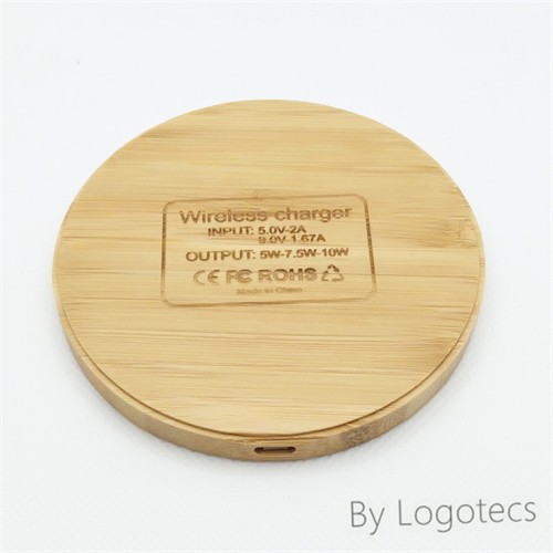 Classic Round Wireless Charger in Bamboo or Wood Split Case with Custom logo for Promotion 