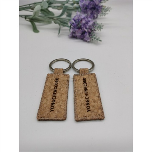 Various Shape Soft Wood Keyrings Sustainable Cork Keychains Slim Models Customized logo for Promotion