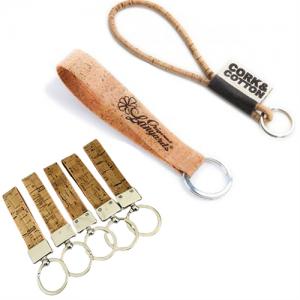 Short Soft Wood Keychains Sustainable Cork Lanyard Cork String Models Customized logo for Promotional Gifts