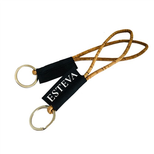 Short Soft Wood Keychains Sustainable Cork Lanyard Cork String Models Customized logo for Promotional Gifts