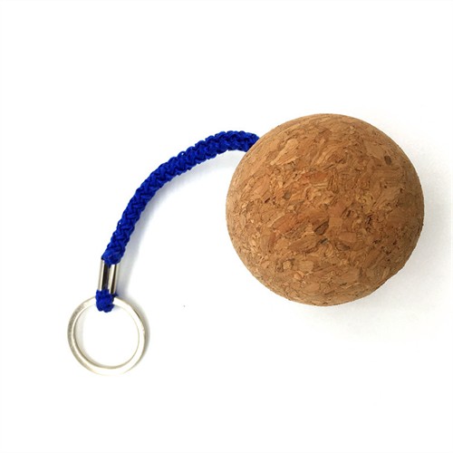 Sustainable Soft Wood Key Chains Ecofriendly Cork Keychain Round Ball Keyrings Customized  logo for Promotion