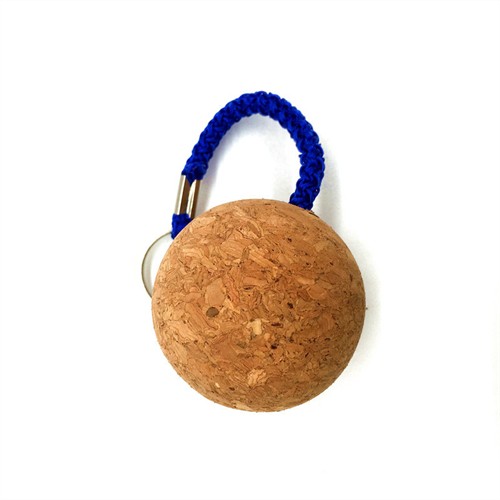 Sustainable Soft Wood Key Chains Ecofriendly Cork Keychain Round Ball Keyrings Customized  logo for Promotion