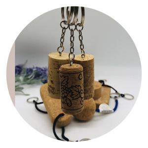Soft Wood Key Chains Ecofriendly Cork Plug Cork Stopper Keyrings Customized logo for Promotion