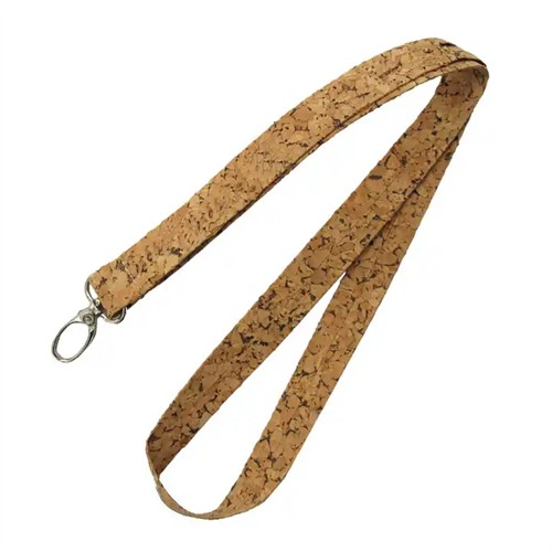 Eco-friendly Cork Lanyard Sustainable Soft Wood Neck Strap  Keychain Strap Card Holder Strap Customized Logo for Promotion 