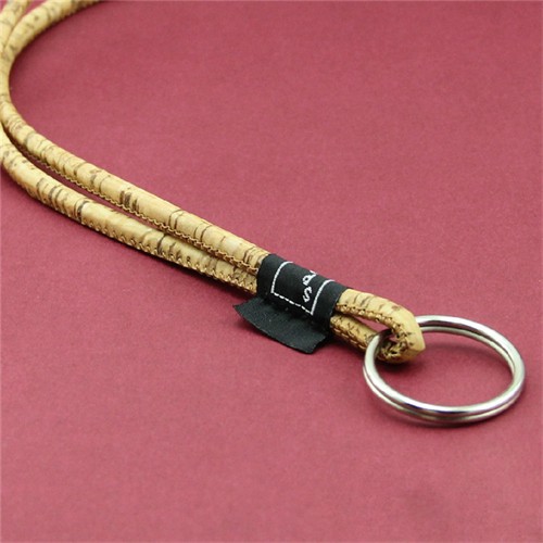 Custom Cork Lanyard Sustainable Soft Wood Neck Strap Ecofriendly Keychain Strap Round Strap Customized Logo for Promotion