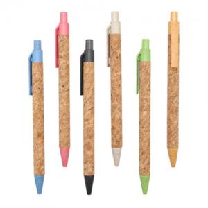 New Sale Cork Pen Wheat Straw Pen Sustainable Writing Pen Customized Logo for Promotion