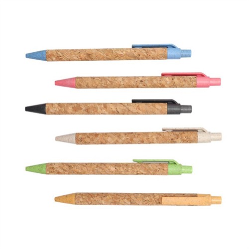 New Sale Cork Pen Wheat Straw Pen Sustainable Writing Pen Customized Logo for Promotion