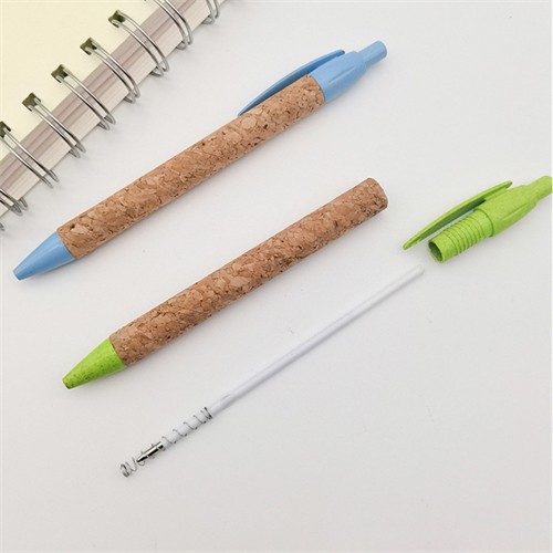 New Sale Cork Pen Wheat Straw Pen Sustainable Writing Pen Customized Logo for Promotion