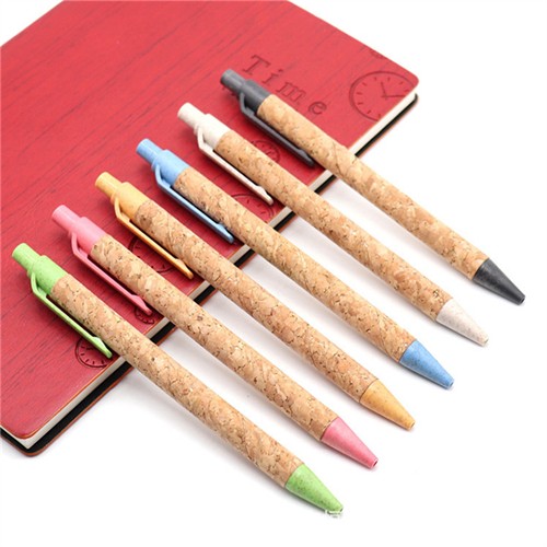 New Sale Cork Pen Wheat Straw Pen Sustainable Writing Pen Customized Logo for Promotion