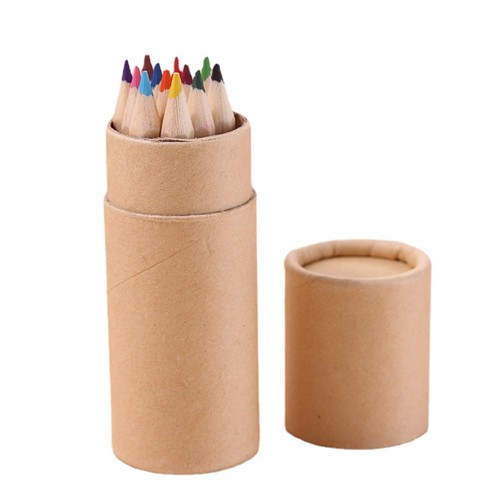 Promotional Wooden Pencils Set Color Pencils Set in Kraft Paper Box Customized logo for Gifts