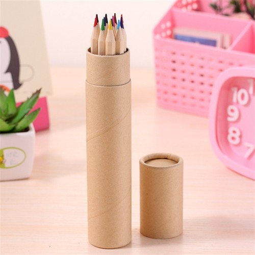 Promotional Wooden Pencils Set Color Pencils Set in Kraft Paper Box Customized logo for Gifts