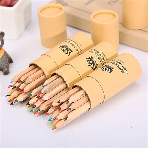 Promotional Wooden Pencils Set Color Pencils Set in Kraft Paper Box Customized logo for Gifts