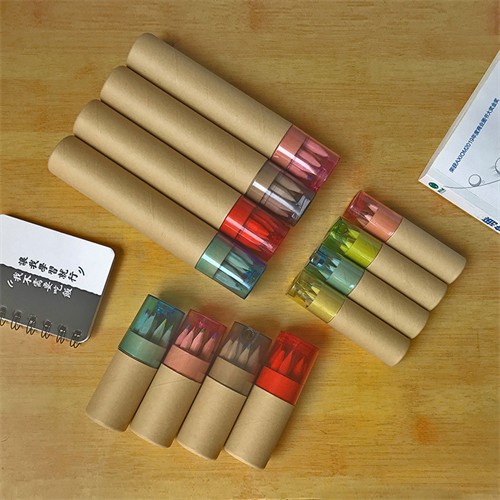 Custom Wooden Pencils Set Long or Short Color Pencils Set 6pcs or 12pcs Kraft Paper Tube with Sharpener for Promotional Gifts 