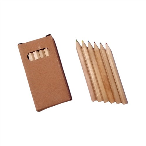 Popular 6pcs Wooden Pencils Set 12pcs Color Pencils Set  Customized Kraft Paper Box with Logo for Promotion