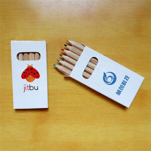 Popular 6pcs Wooden Pencils Set 12pcs Color Pencils Set  Customized Kraft Paper Box with Logo for Promotion