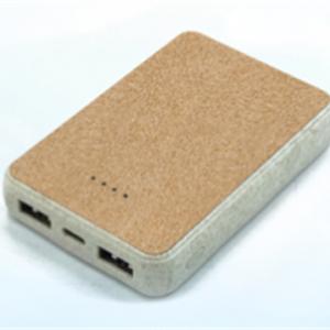 Ecofriendly Powerbank Phone Portable Power Supplier Wheat Straw Material Recycled Cork PowerBank Soft Wood Model Customized logo for Promotional Gifts