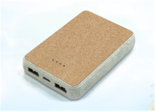 Ecofriendly Powerbank Phone Portable Power Supplier Wheat Straw Material Recycled Cork PowerBank Soft Wood Model Customized logo for Promotional Gifts