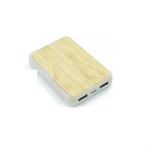 Ecofriendly Powerbank Phone Portable Power Supplier Wheat Straw Material Recycled Cork PowerBank Soft Wood Model Customized logo for Promotional Gifts