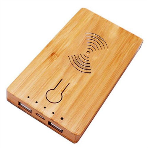 Promotional Powerbank Phone Wireless Charger Portable Power Bank  Removable Wooden or Bamboo Model Customized logo for Gifts