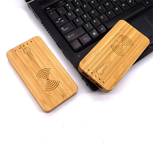 Promotional Powerbank Phone Wireless Charger Portable Power Bank  Removable Wooden or Bamboo Model Customized logo for Gifts