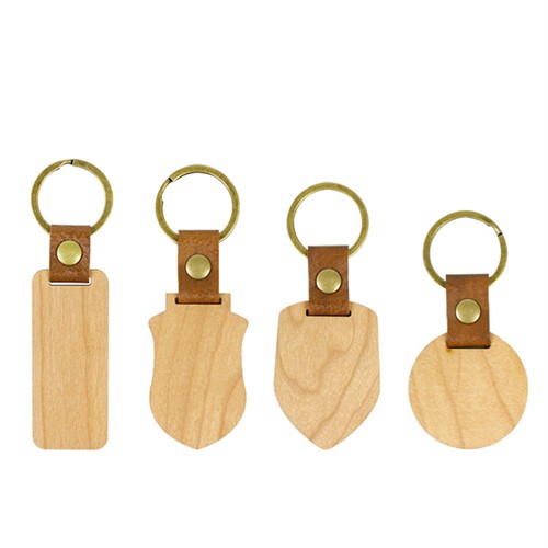 Promotional Key Chains Ecofriendly Wooden Key Chain Bamboo Keyrings Different Shape Customized logo for Gifts