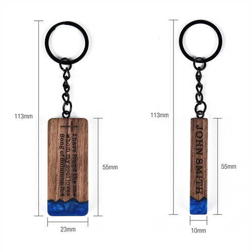 Eco-Friendly Wooden Key Chain Bamboo Keyrings Wood Keychains Resin Bottom effect with logo for Promotion