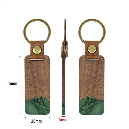 Eco-Friendly Wooden Key Chain Bamboo Keyrings Wood Keychains Resin Bottom effect with logo for Promotion