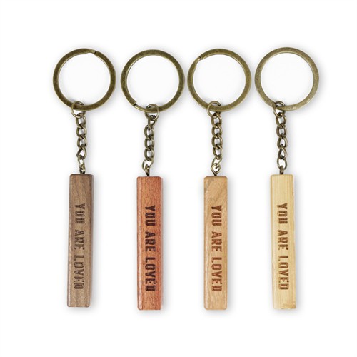 Ecofriendly Wood Keyrings Bamboo Keychains Thin Wooden Key chain Customized logo for Promotion