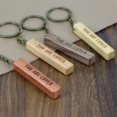 Ecofriendly Wood Keyrings Bamboo Keychains Thin Wooden Key chain Customized logo for Promotion